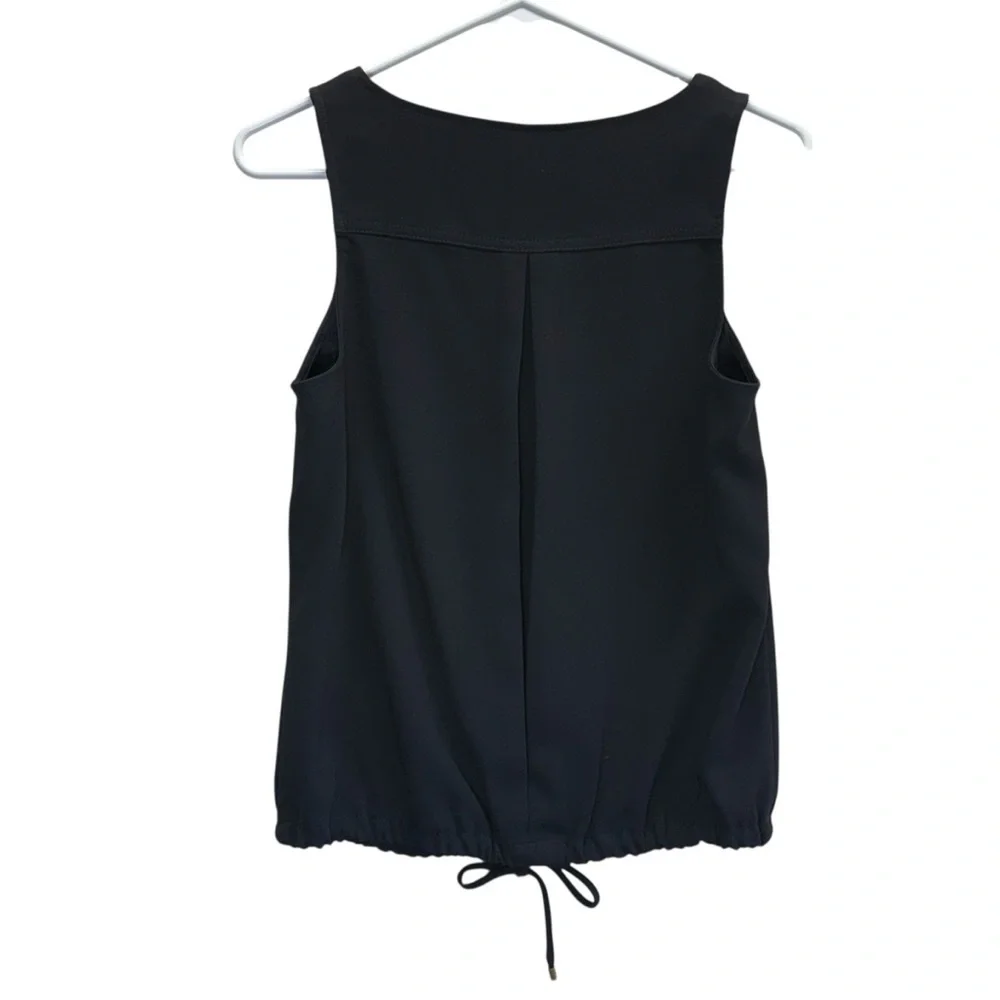 Trina Turk Black Sleeveless Top with Gold Zipper. Size XS